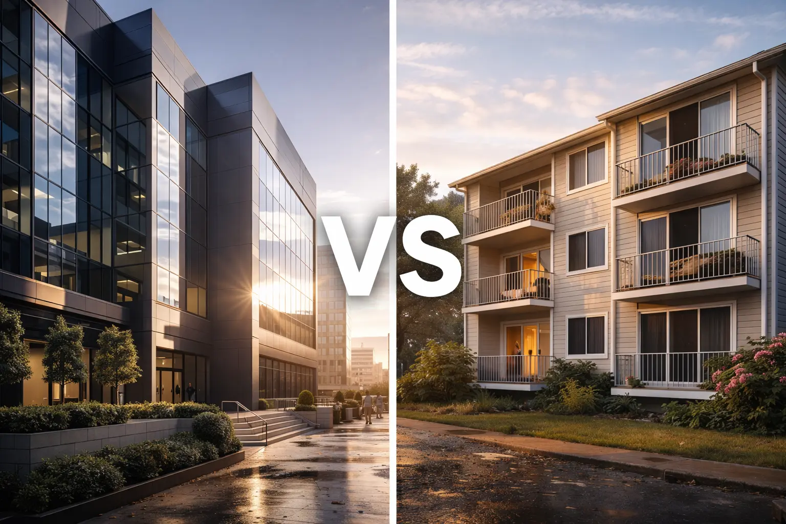 Wohn- und Gewerbeimmobilien im Vergleich
