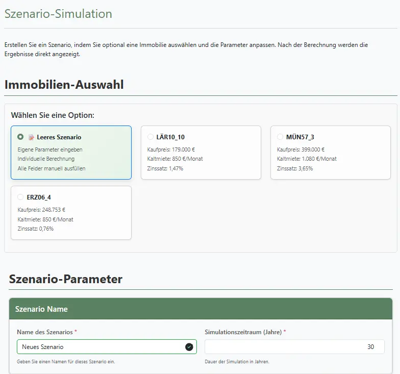 Szenario-Simulation Diagramme
